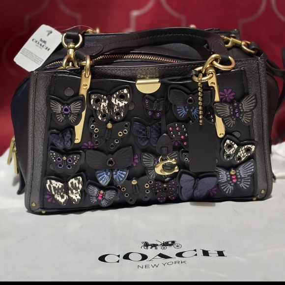 Coach Black and Purple Butterfly Satchel - Picture 4 of 6